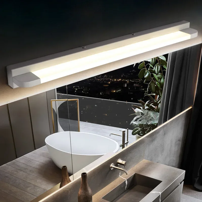 Modern Wall Lamp Minimalist Bathroom Black White LED Lights Strip Mirror Lamp Bathroom Lamp Simple Mirror Front Light Sconce