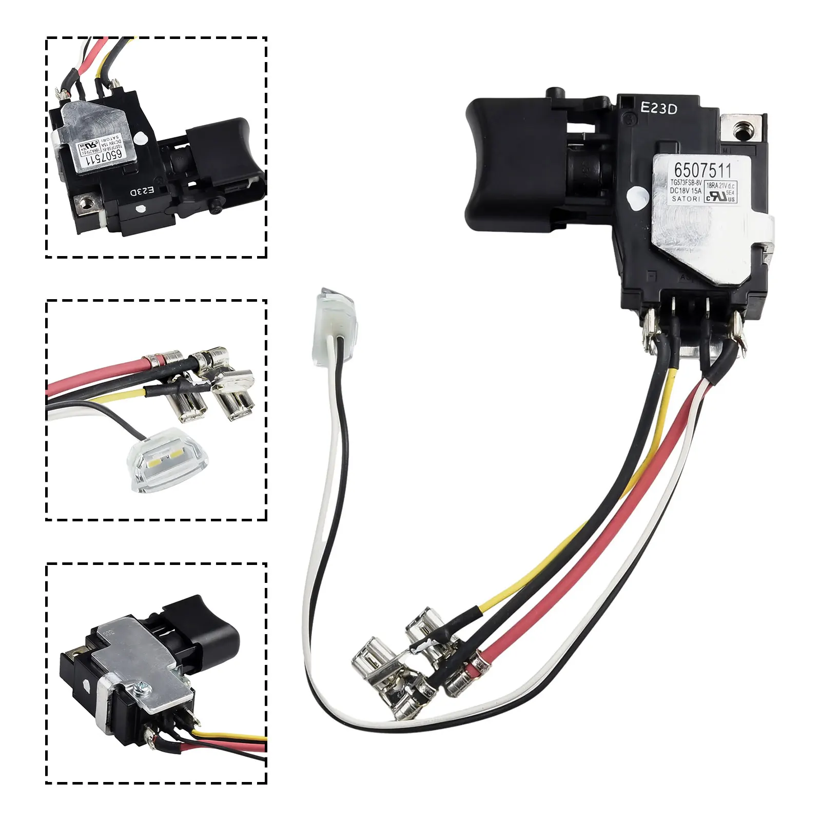 Imagem -02 - Interruptor de Fio de Fácil Instalação para Ferramentas Conveniente Útil Dtd152rfe 6507511 Dtd152z Dtd152rme Td152d Dtd152 6507511 18v 1pc