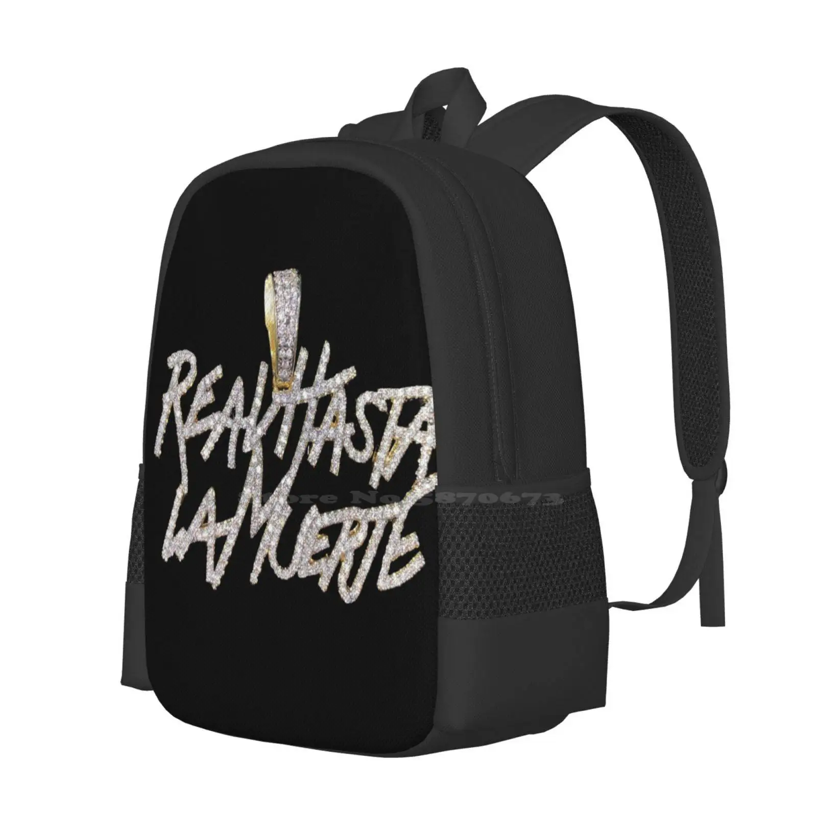 Anuel Diamonds Chain Anuel Aa Real Until Death Hot Sale Schoolbag Backpack Fashion Bags Chain Diamonds Anuel Aa Real To Death