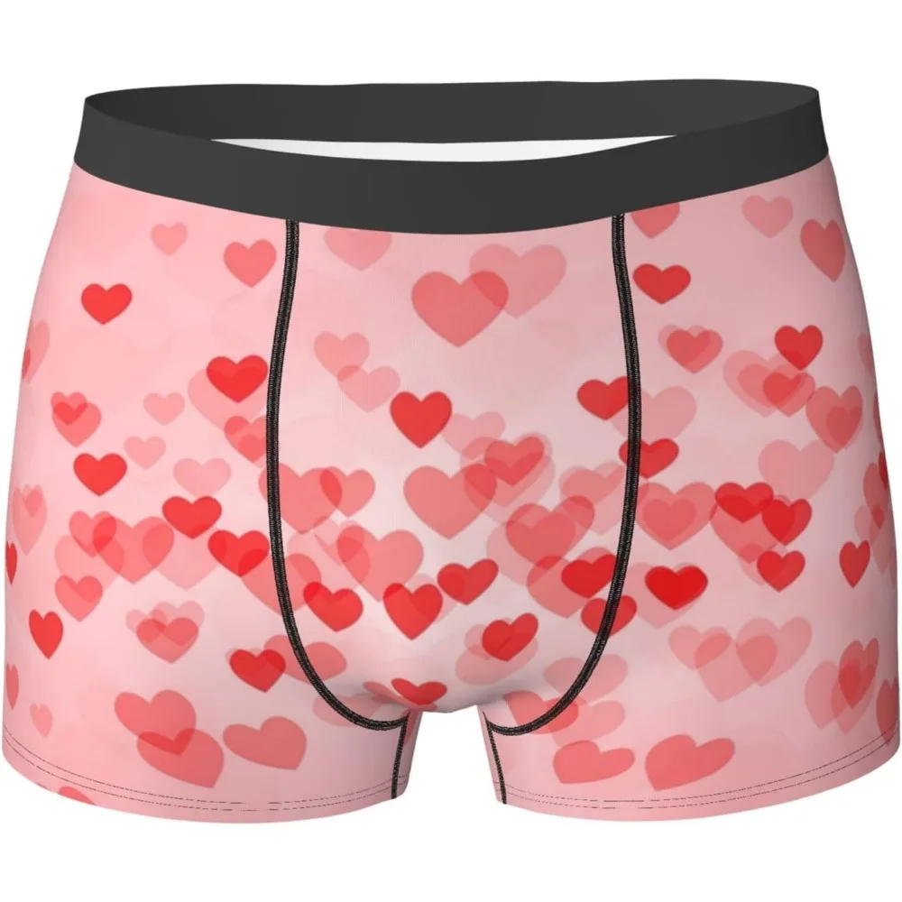 

Red Hearts Print Essential Boxer Briefs,Elasticated Trunks For Men,Men'S Underwear Boxer Briefs