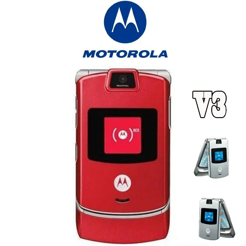 Non-smartphone Motorola RAZR V3 mobile phone folding clamshell original GSM 850/900/1800/1900 mobile phone for the elderly