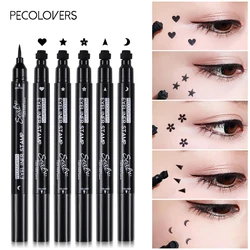 2 IN 1 Eyeliner Pen Star Moon Stamp Long-Lasting Waterproof Black Liquid Eye Liner Pencil Eyes Makeup Cosmetic