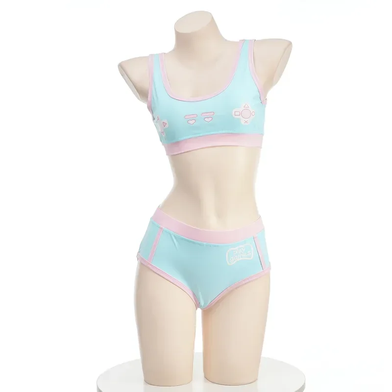 Women Anime Cute Game Gamepad Print Swimsuit Costume Cosplay Japanese Gym Uniform Girls Sports Underwear Swimwear Lingerie Sweet