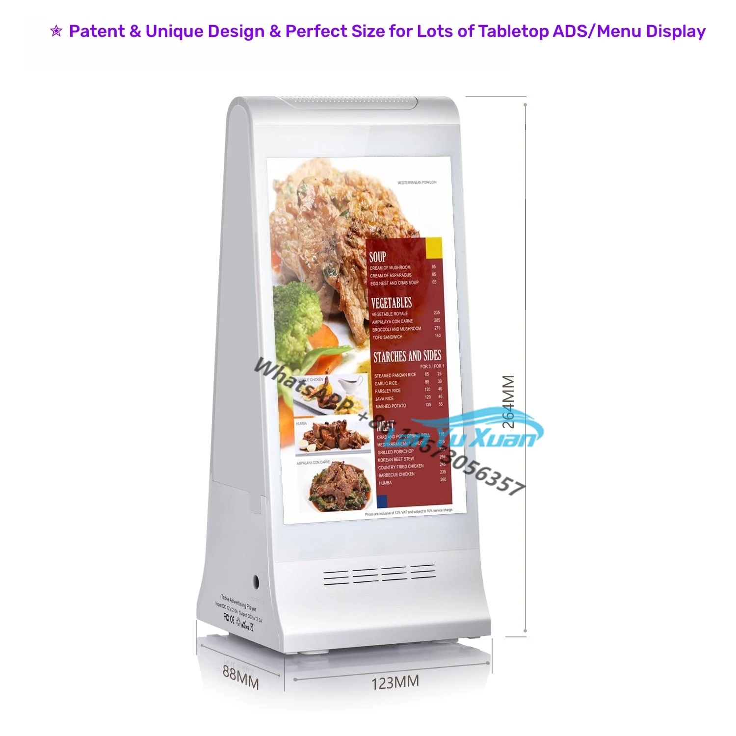 

FYD-868 Plus X New Advertising Equipment Indoor Tabletop Restaurant Table Top double side digital display Display