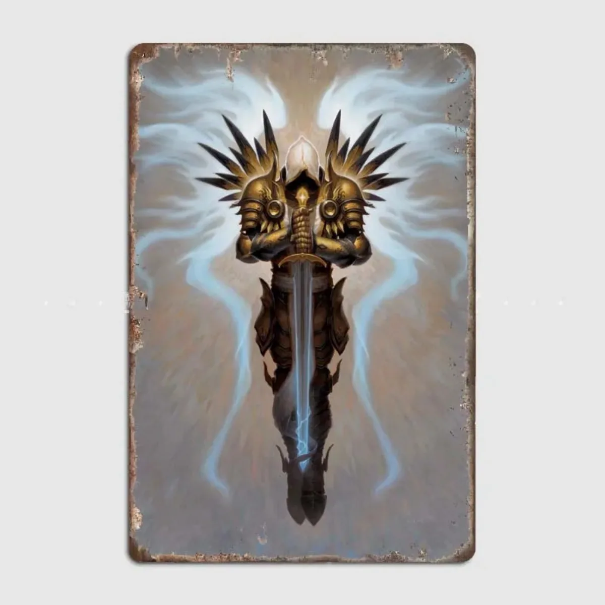 Diablo Tyrael Diablo Artworks Themed Poster Art for Game Room Decor - Classic Tin Metal Sign for Gamers 16x12inch 40x30cm