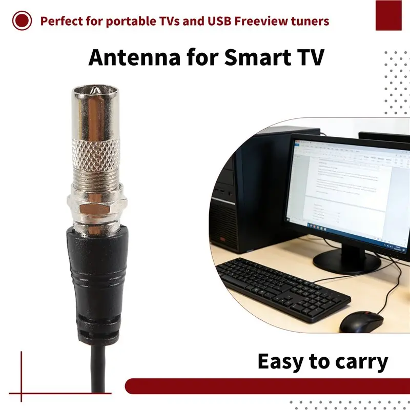 AT82-TV Antenna HDTV-T Digital TV Antenna High Gain For Indoor Outdoor Smart TV Signal Reception B