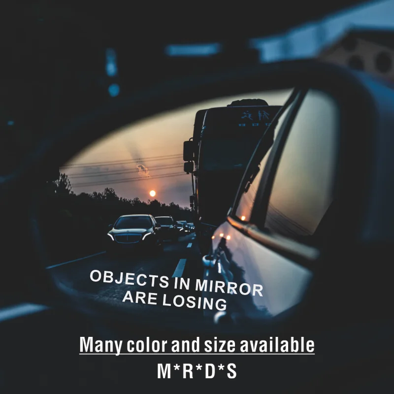 

For (1Pair/2Pcs) Objects in Mirror are Losing Decal Black Etched Glass Funny Sticker
