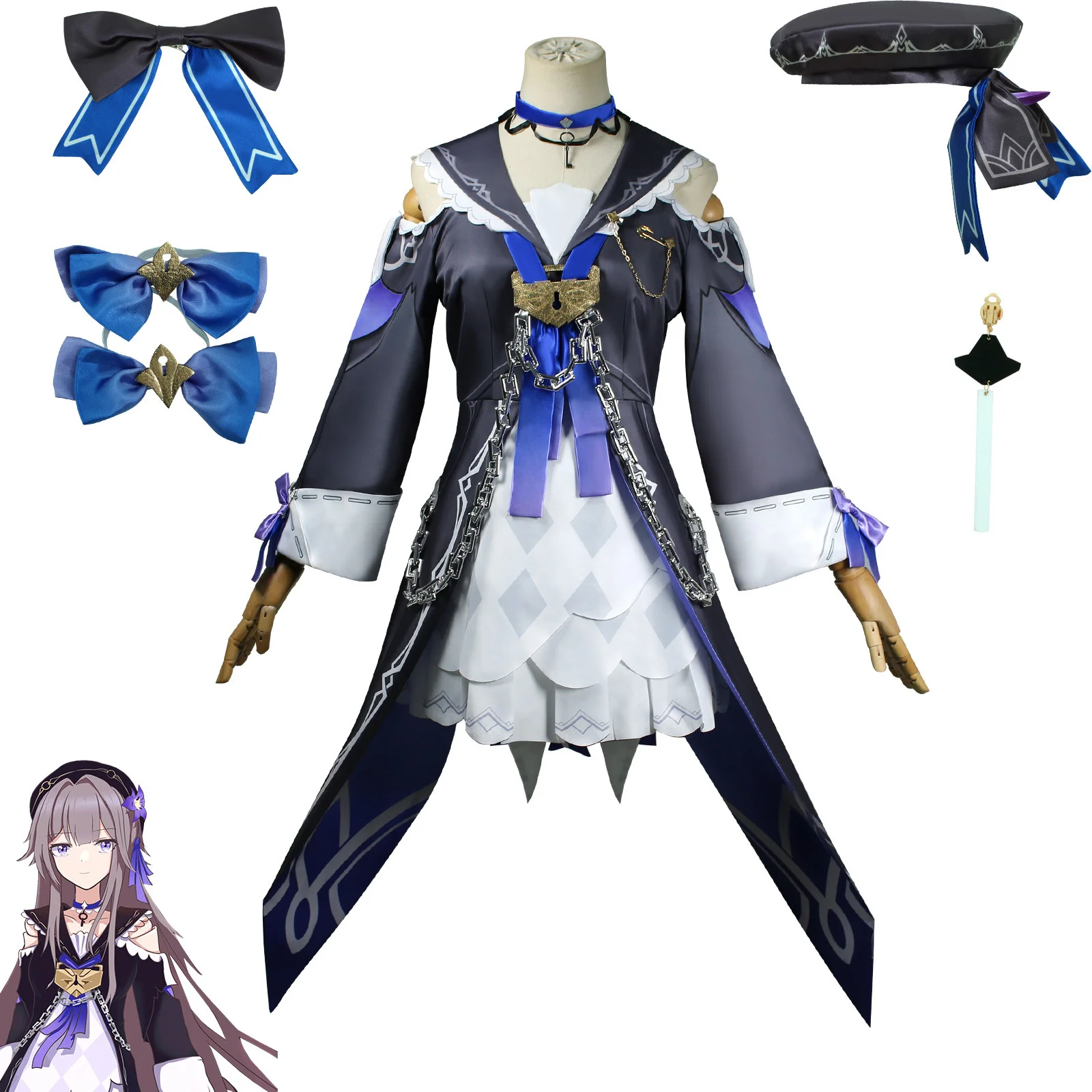 

Game Honkai Impact 3 Cosplay Anime Star Rail Heita Lolita kawaii Dresses Girls Halloween Carnival Coat Hat Chain Bow Collar Suit