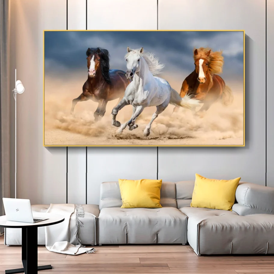 Pop Art Animal Running Horses Hand-painted Oil Canvas Painting Modern Canvas Wall Art Home Decor