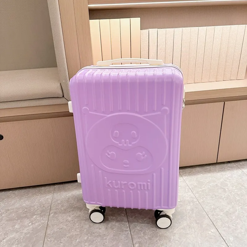جديد 20 بوصة للأطفال الأمتعة Kawaii الكرتون Kuromi حقيبة تروللي بعجلات حقيبة الطالب عجلة عالمية حمل على حقيبة