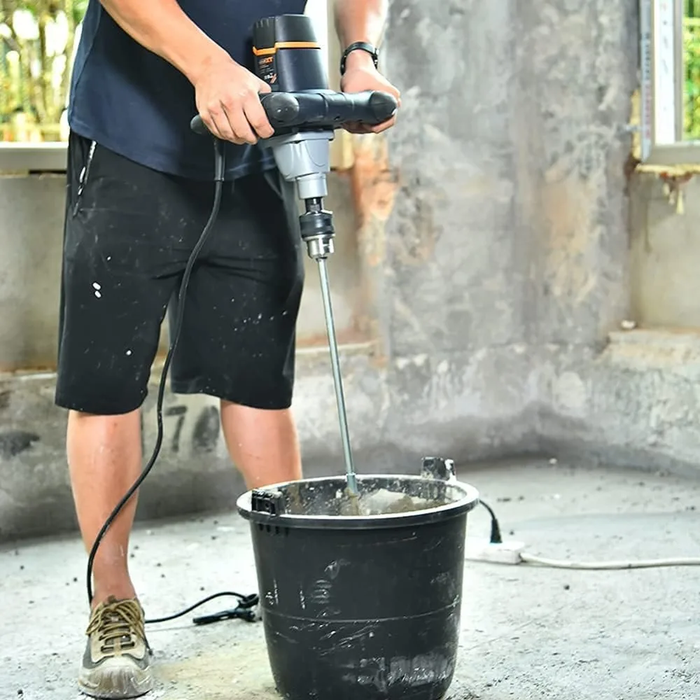 خلاط خرسانة/خلاط ملموسة مفردة 12 أمبير، ظرف بمفتاح 5/8، بداية ناعمة، يأتي مع مجداف خلط حلزوني كبير 100 مم