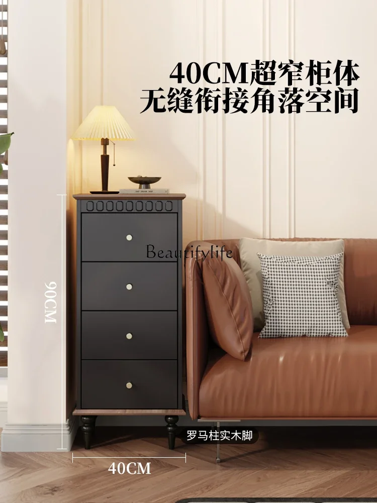 Medieval style four-chest cabinet living room ultra-narrow crack 30CM extremely narrow storage cabinet