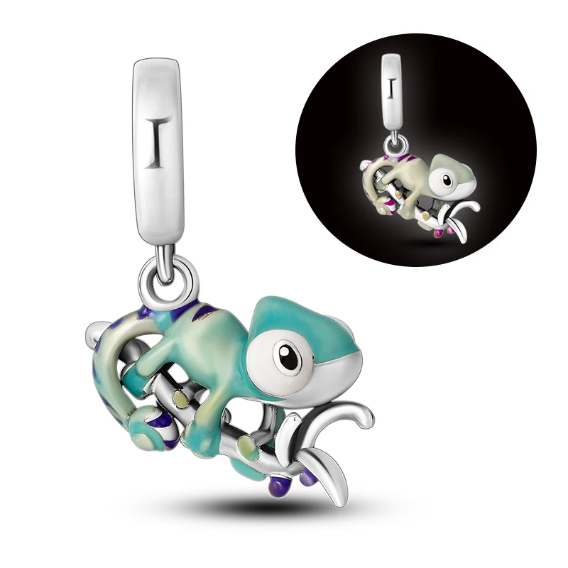 Chameleon Charm 925 Sterling Silver Variable Color Pendant Fit Bracelet Bead Making Jewelry For Woman