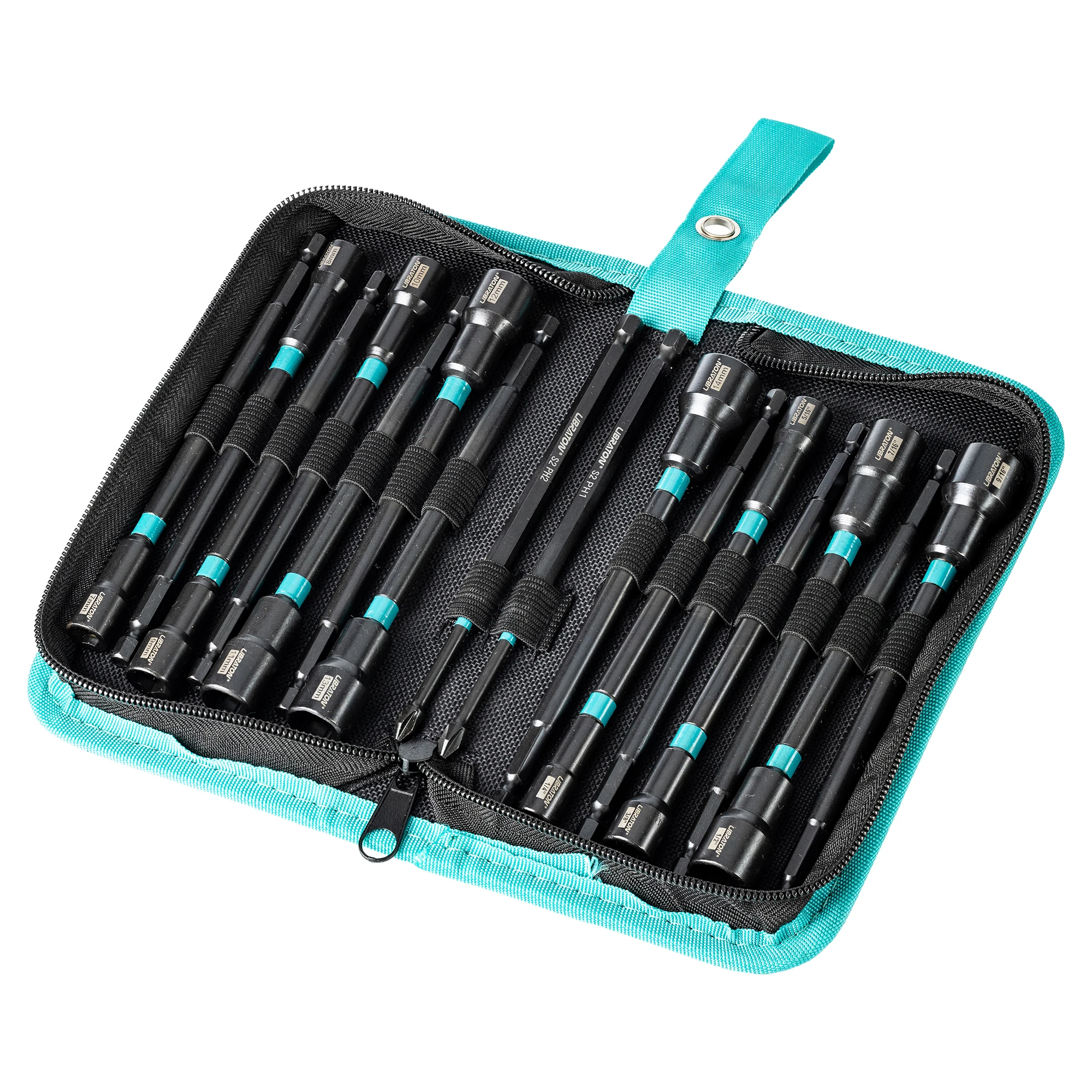 Libraton 16PCS Magnetic Nut Driver Set, 6 Inch-Long Metric & SAE Nut Drivers for Impact Drill, 1/4\