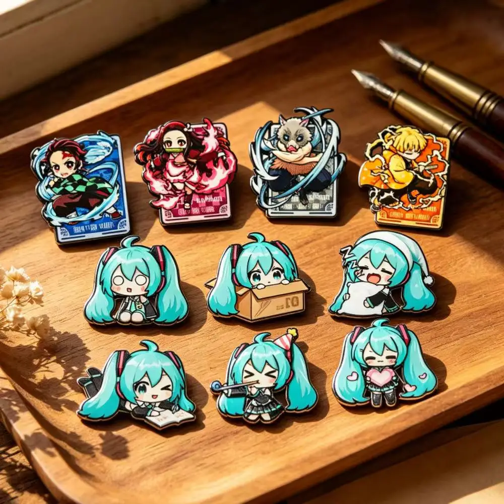 4/6/10pcs Kawaii Chibi Enamel Pin Set Multi-Pose Vocaloid Anime Brooches, Aesthetic Metal Lapel Badges for Backpack Perfect Gift