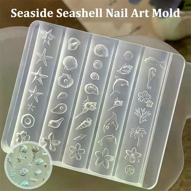 Summer Sea Shell Theme Solft Silicone Mold For 3D Carving Nail Art Mold Manicure Salon DIY Resin Craft Making Mold