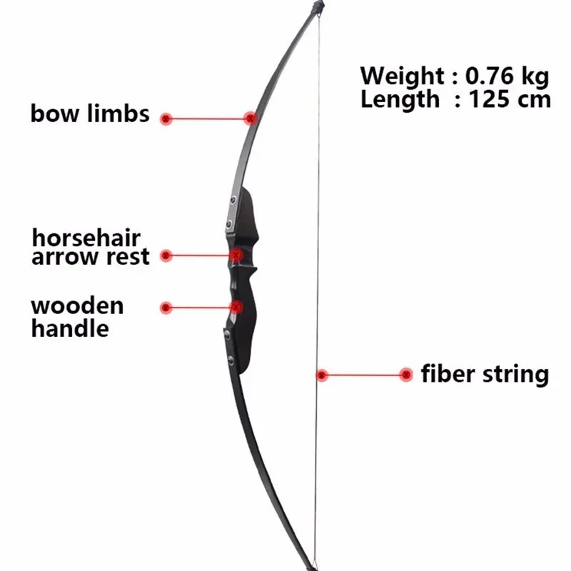 Outdoor Survival Camping Shooting Hunting Fishing Accessories Sports Professional 30-40lbs Recurve Right Hand Wooden Archery Bow