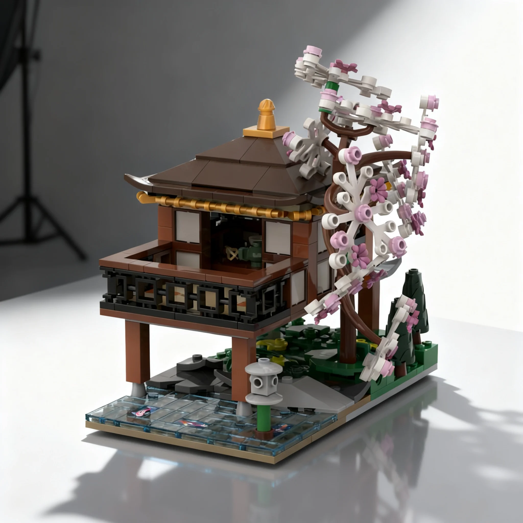 Art Craft Idea - 354pcs MOC Icons Hut Bonsai Tree