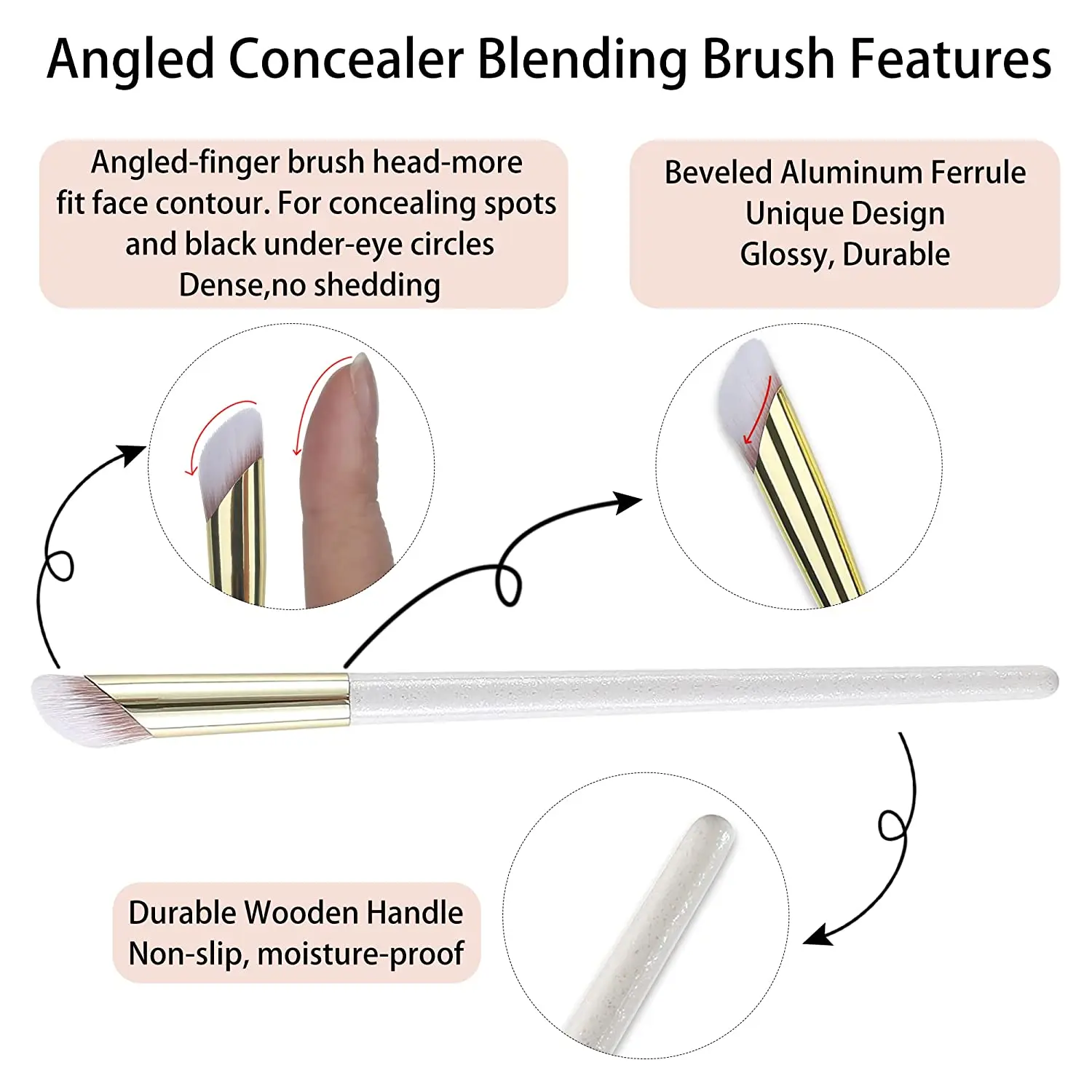 200Pcs Concealer Brush Under Eye Nose Contour Makeup Brushes for Dark Circles Eyes Puffiness Eyebrow Puffy Liquid Foundation