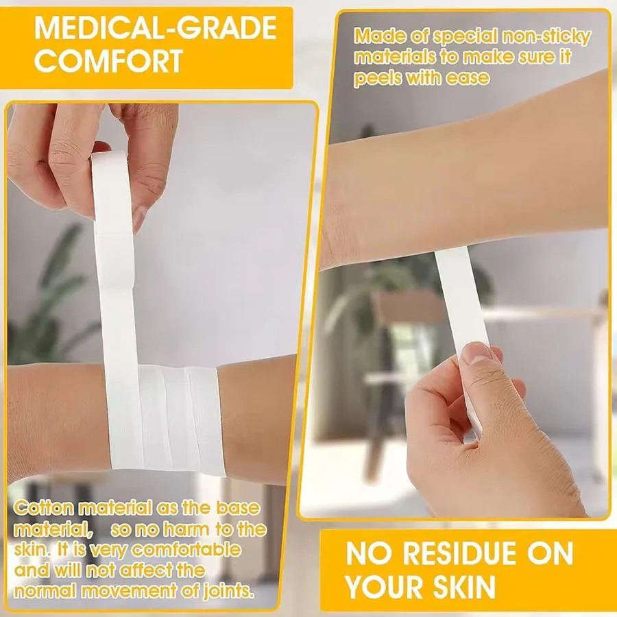 9.1M/Rolls Medical Waterproof Cotton Premium Adhesive Tape Sport Binding Physio Muscle Elastic Bandage Strain Injury Tape