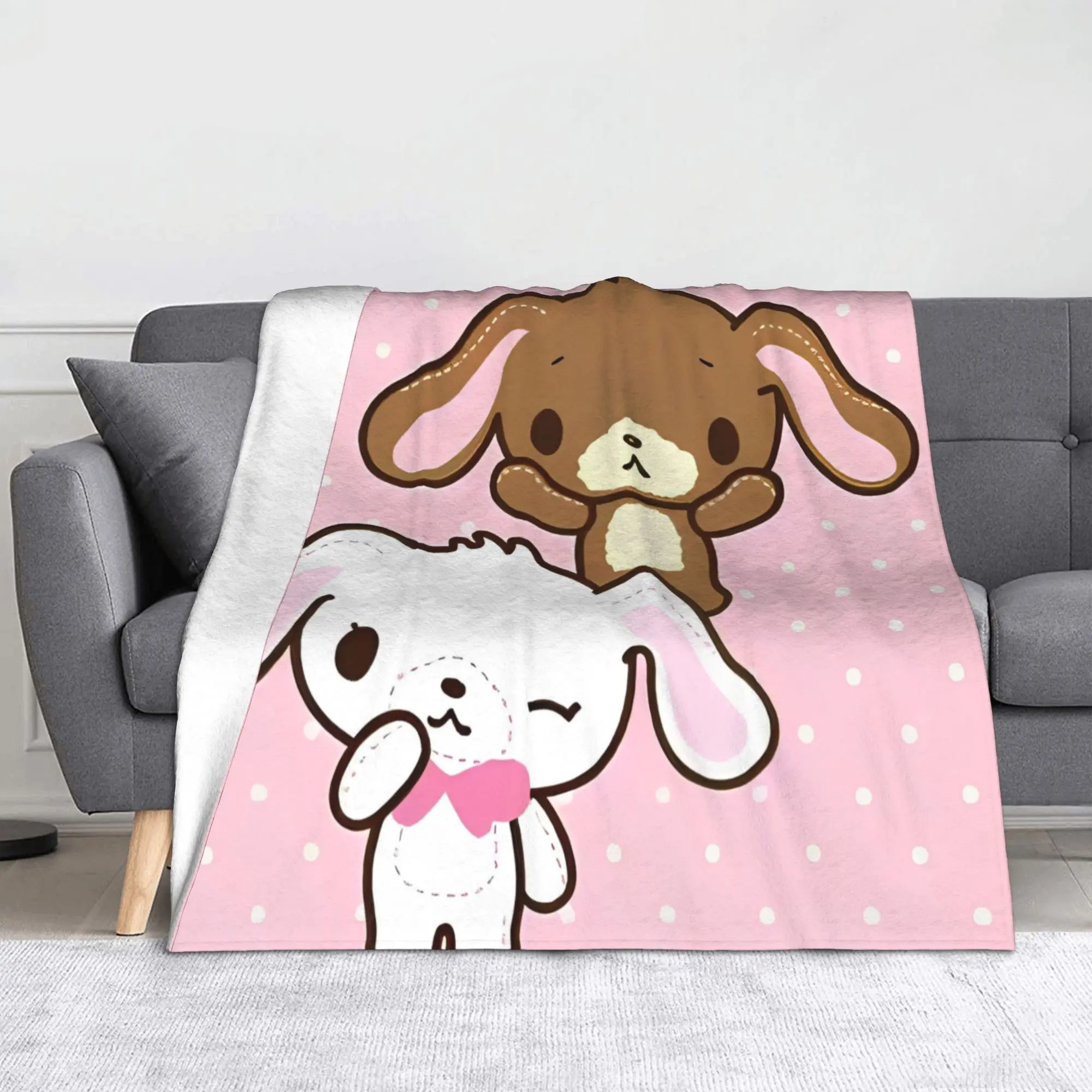 Sugar Rabbit Knitted Blanket   Flannel Throw Blankets Summer Air Conditioning Decoration Ultra-Soft Warm Bedspreads