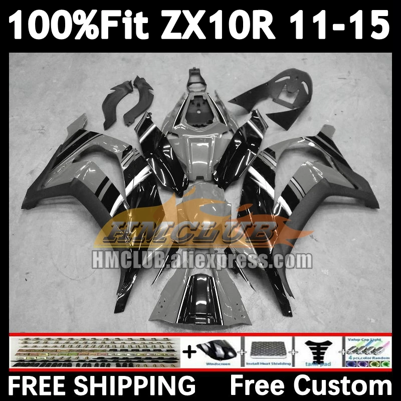 Injection Body For KAWASAKI NINJA ZX 10R 1000 2011 2012 2013 2014 2015 170No.145 ZX-10R ZX10R grey black 11 12 13 14 15 Fairing