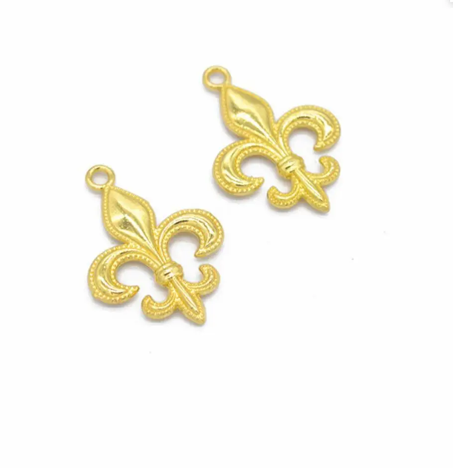 50Piece 29*20mm Antique Silver Plated Fleur De Lis Charm DIY Lis Lily Flower Pendant for Handmade Making Vintage Jewelry F0216