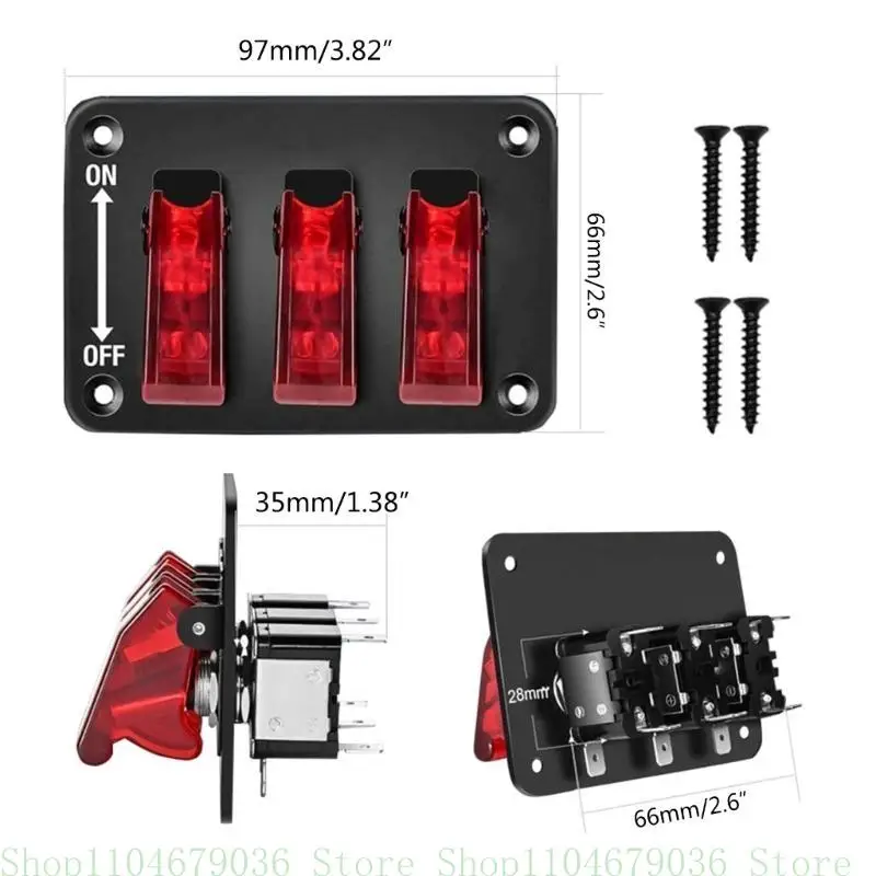 3-Gang-Schalttafel, LED-beleuchtetes Schalttafel, elektronisches Relaissystem, universell für LKW, ATV, UTV, 12/24 V – Detail 6