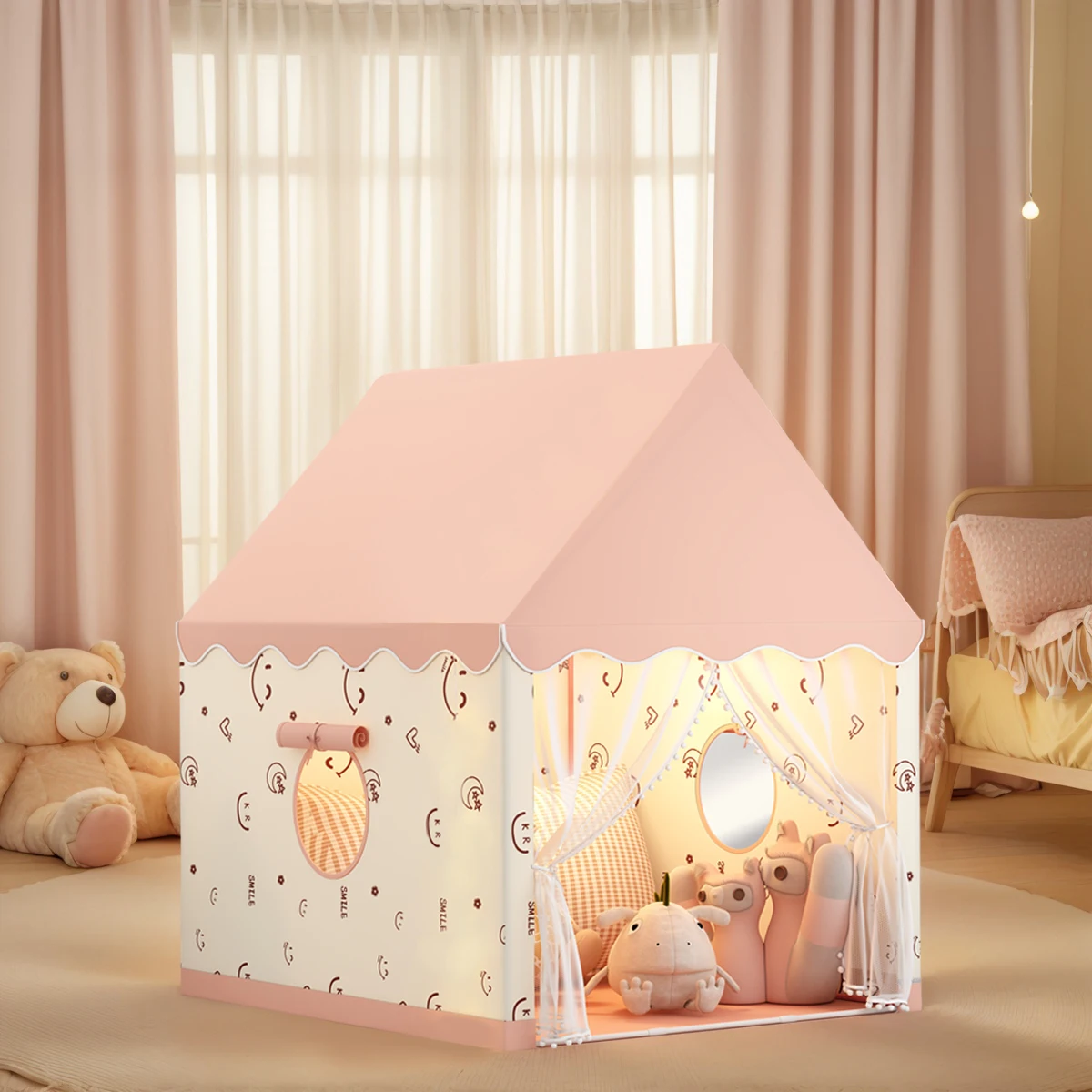 Leuke speelgoedtent voor kinderen, prinsessensprookje speelkasteel, draagbaar speelhuisje voor buiten, geweldig vakantiecadeau voor jongens en meisjes, kerstcadeau, accessoires niet inbegrepen