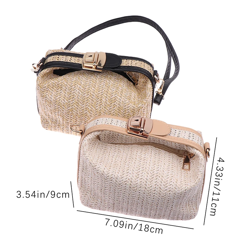 Borsa a tracolla in paglia per donna moda bohémien piccola borsa estiva a maglia e borsa da donna borse da spiaggia a secchiello per le vacanze