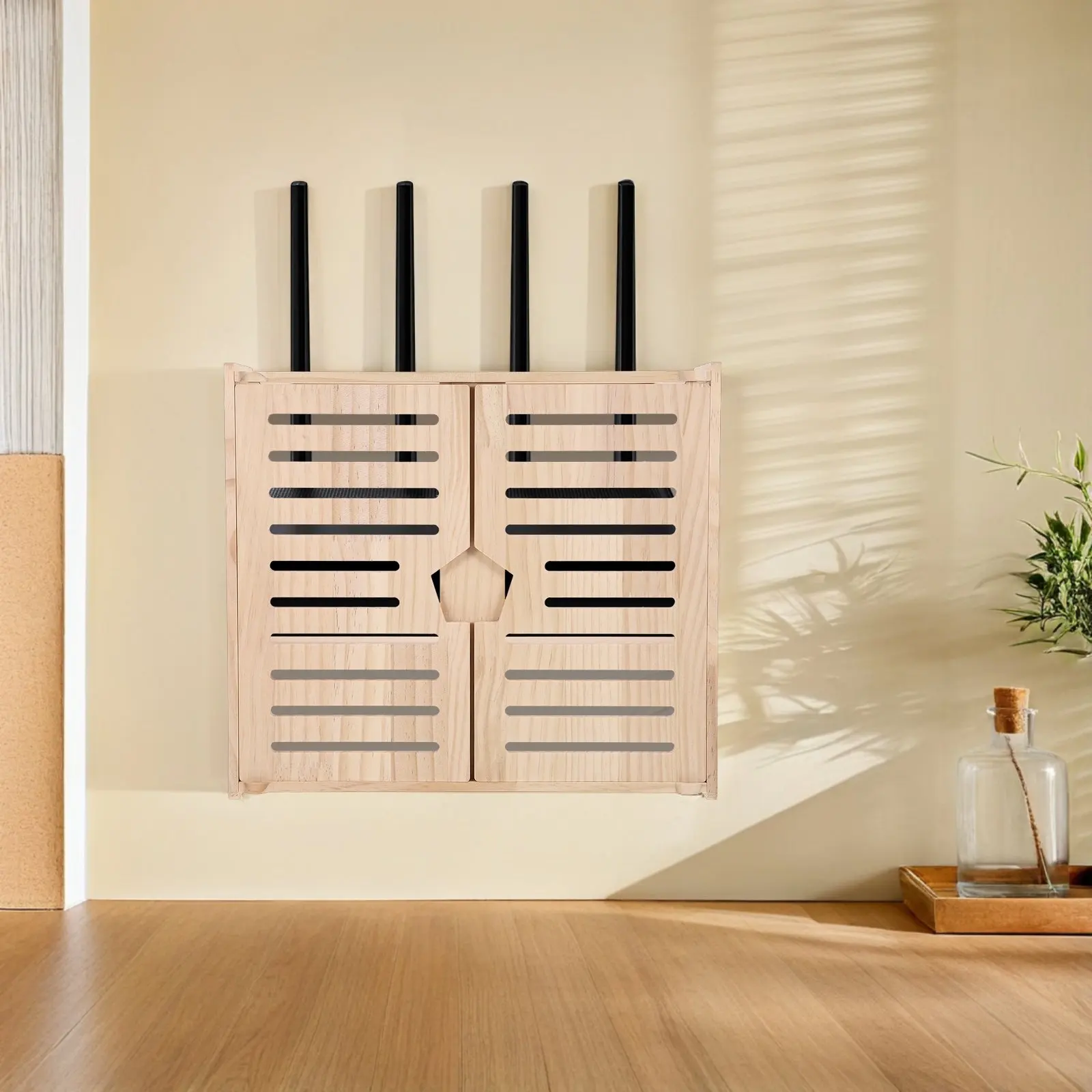 Wood WiFi Router Storage Box 2 Layer Wall Mount Cable Organizer Power Strip Holder Modem Cover Decorative