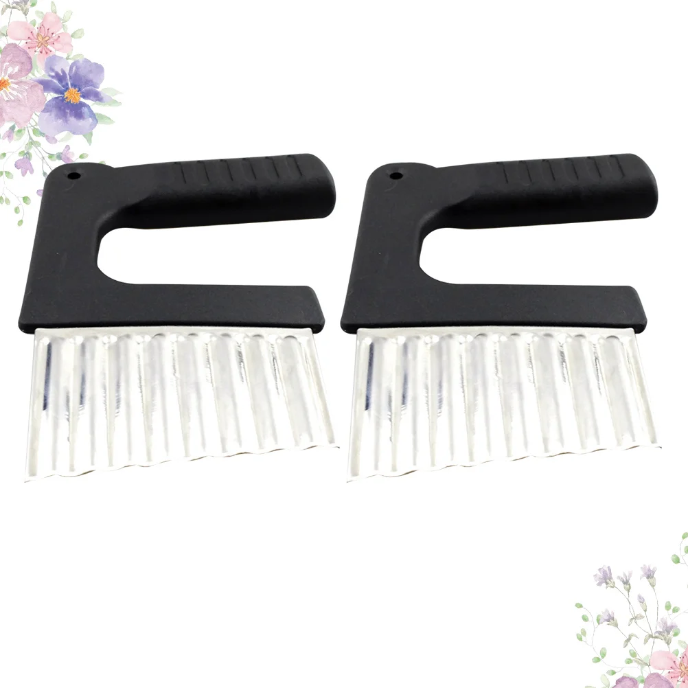 

2Pcs Stainless Steel Crinkle Cutter Wave Slicer for Veggies Fruit Salad Garnish Easy to Use Store Home Cooking