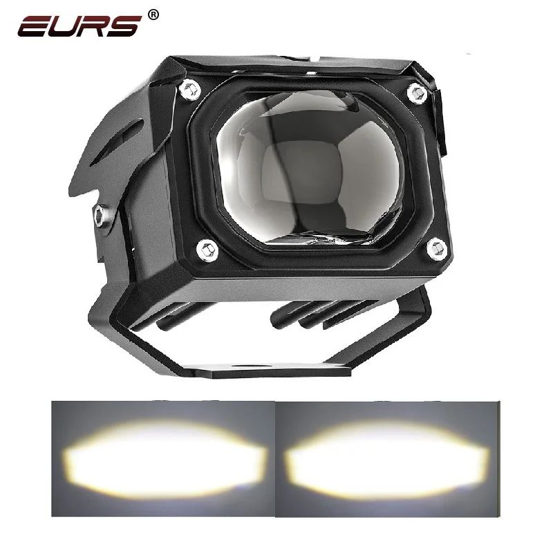 EURS 60W LED Headlight LASER High Beam Cannon Motorcycle Spotlight Eye Motorcycle Headlight Work light Dual Color Bulb U9 Lamp