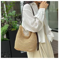 YOUDEYISI 2024 Summer New Women's Bag Papyrus Woven Bag Can Be Shoulder-mounted, Cross-body, Gear-adjustable Underarm Bag