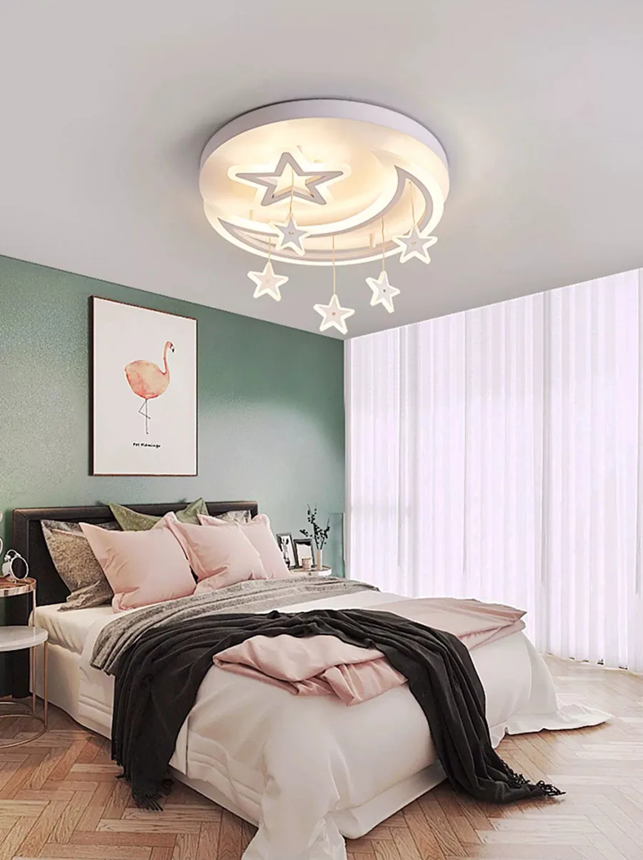 Children's lamp: modern minimalist star and cloud ceiling light for boys and girls, romantic LED fixture for study and bedroom