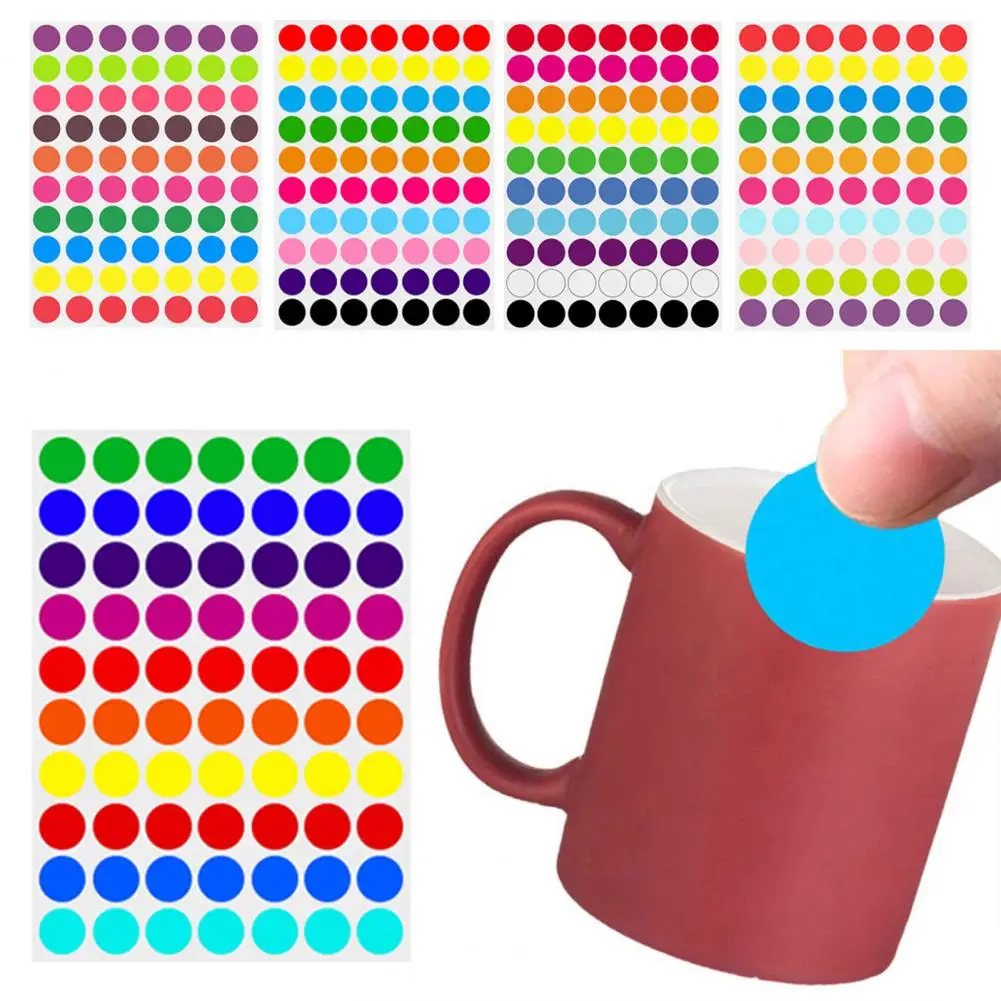 20Pcs Colored Dot Stickers Self Adhesive Waterproof DIY Widely Used Circle Sticker Labels Office School Supplier