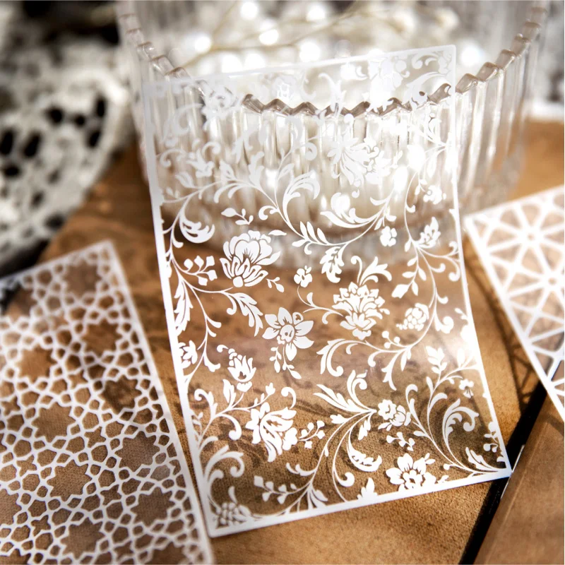 

20pcs/lot Black & White Lace Stickers, Vintage Art Hollow Lace Decor Stickers, Journal Diary Album DIY Collage Material