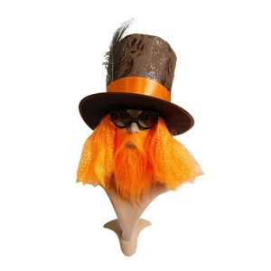 Özel turuncu dekor silindir şapka yetişkin / genç cosplay çılgın şapkacı parti kostüm kumaş, el yapımı şapka En iyi 10 satış, çılgın şapkacı şapkası-no. 2