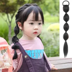 Baby Wigs Braid for Kids Girl Long Plait Children Headdress Teenage Tiara Toddler Hair Accessories Black Headgear Brown Coronet