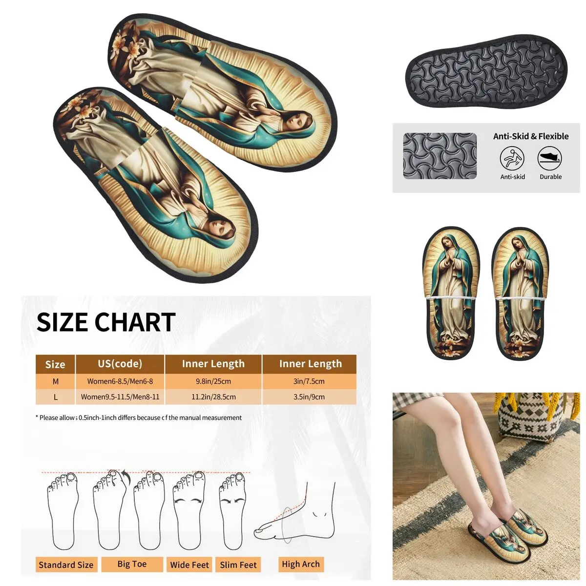 

Lady Of Guadalupe Virgin Mary Men Women Furry slippers,Warm Color printing special Home slippers,Neutral slippers