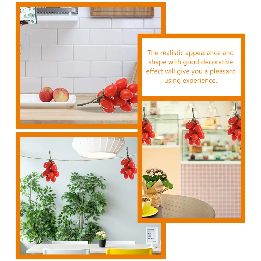 

2pcs Simulated Cherry Tomatoes Artificial Fruits Lifelike Fake Fruit Decor for Home Party Realistic Color