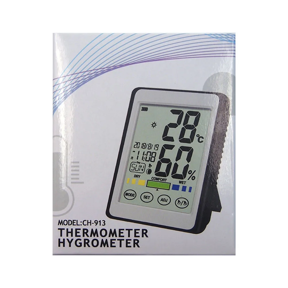 

Durable Thermometer Hygrometer Home Indoor Wireless Temperature Humidity Clock Max Min Record Portable Bedroom Office Baby Room