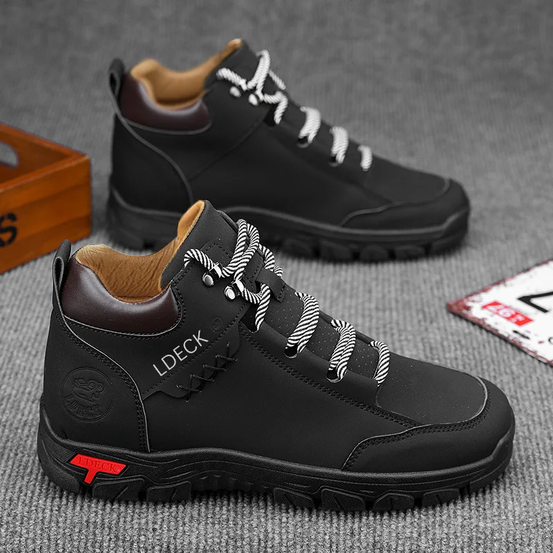 Men Vintage Large Size 48 High Ankle Boots Handmade All Season Comfortable Works Shoes Outdoor Men Hiking Office Casual Sneakers
