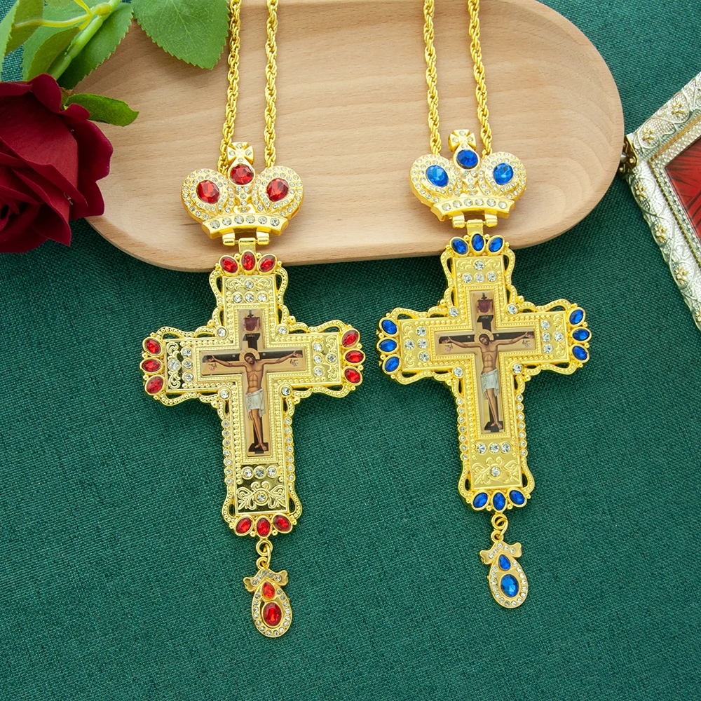 

HT Church Product Manufacture Classic Orthodox Jesus Crucifix Cross Necklace Bishop Holy Father Pectoral Cross for Priest