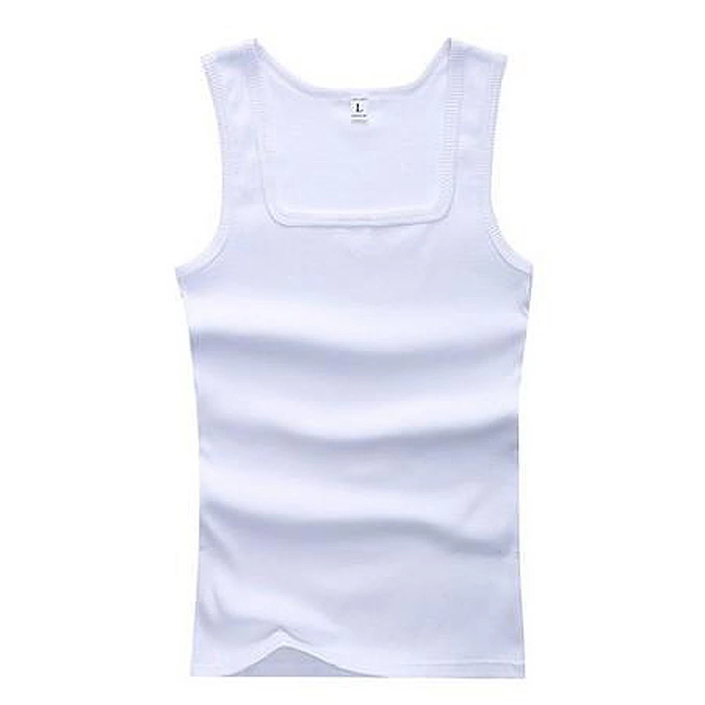 Solid Color Square Neck Tank Top Cotton Men Women Vest Fitness Sleeveless T-shirt Bodybuilding Gym T-shirts Casual Sleeveles Top