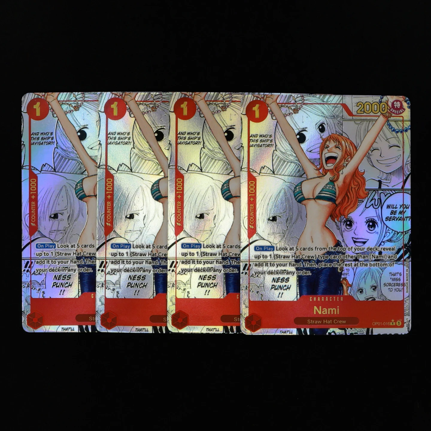 OP01-016 Nami One Piece TCG OPCG English Nami Manga Card Premium Booster 1 Cost Red Nami Manga Textured Foil Card