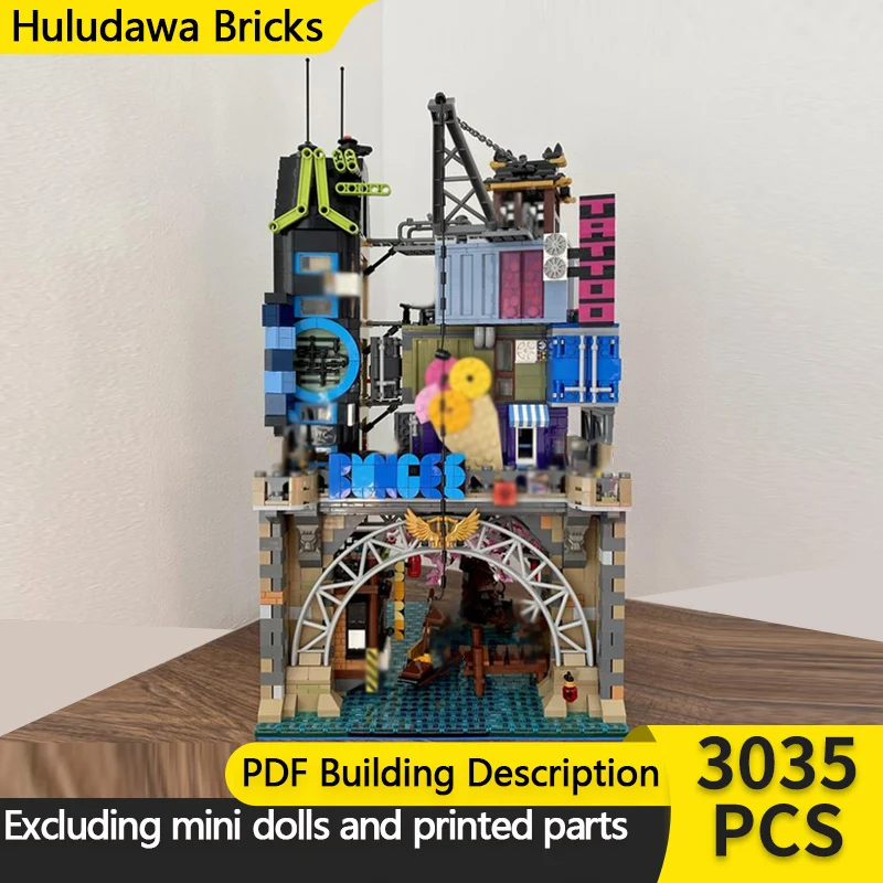 

Модель City Street View MOC, строительные кирпичи, мост города, модульная технология, детские праздничные подарки, сборные игрушки, костюм