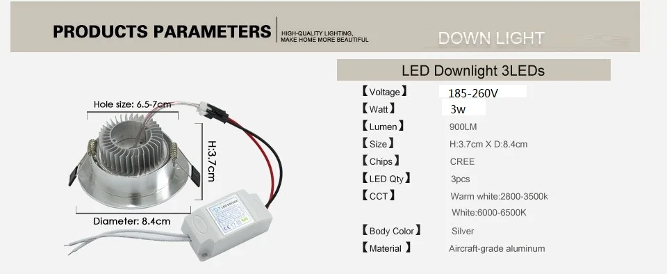 Srebrny Ultra gorgeous led typu downlight wpuszczana szafka ścienna AC220V 220V 3W wpuszczane led Spot dekoracja świetlna lampa sufitowa strona