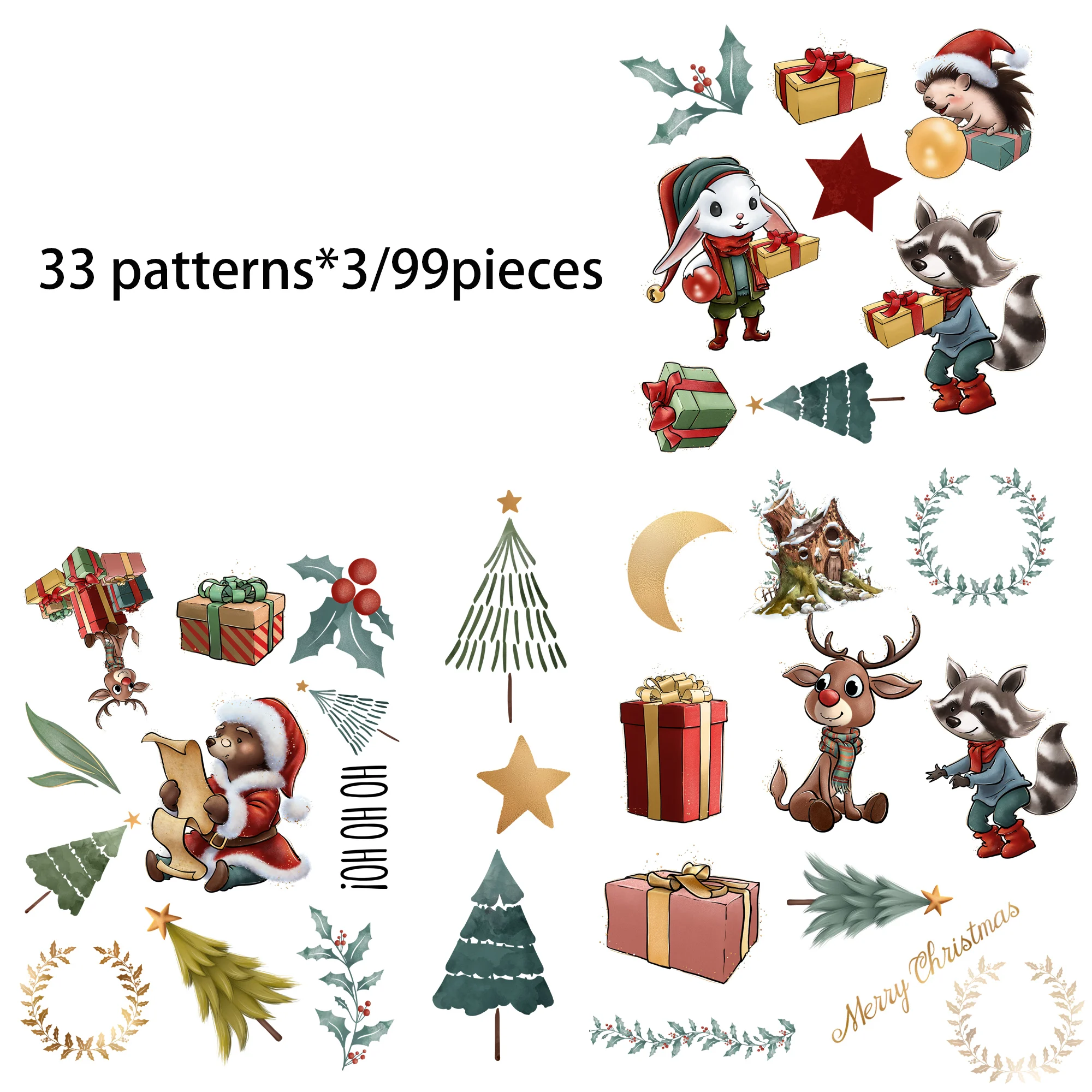 99 Stück selbstklebende Aufkleber mit Blumen-Weihnachts-Lebkuchenmann-Thema, perfekt für Scrapbooking-Zubehör, Junk-Journal-Sets – Detail 8