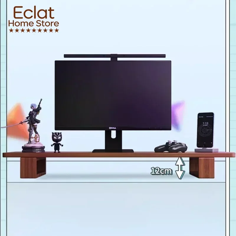 Sale Good Quality Nordic Computer Monitor Mounting Bracket Rubber Wood Black Walnut Colour Desktop Screen Storage Support Base